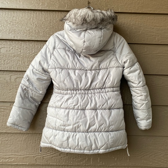 London Fog Girls Hooded Puffer Winter Jacket M( 10/12) light gray - Picture 2 of 16